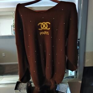 Chanel Brown Sweater with Gold Accents